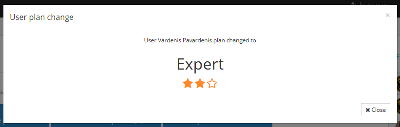 Notification about successful plan change